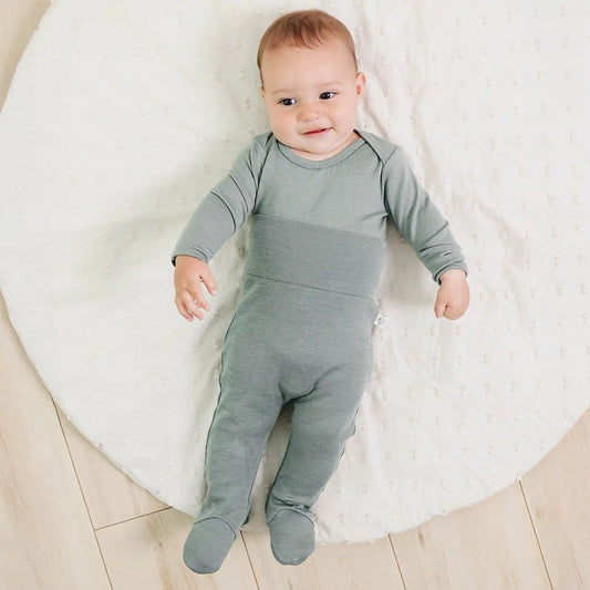Baby Footed Pants, Merino Wool, Sage
